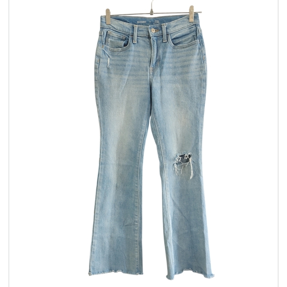 Old Navy Light Blue Distressed Raw Hem Jeans